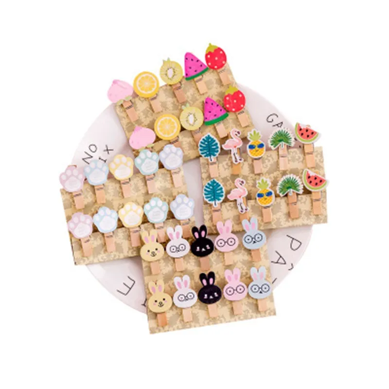 8/10/12 Pcs Mini Natural Wooden Photo Clips Christmas Snowman Duck Heart Owl shaped Clips Clothespin Craft Decoration Clips Pegs