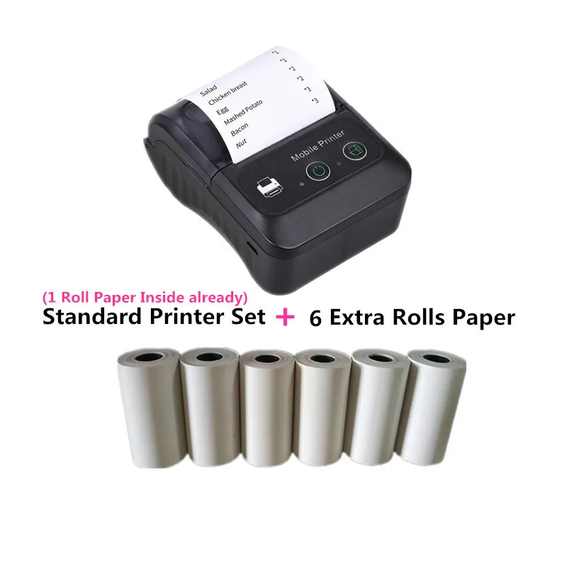 portable instant photo printer Mini Portable Bluetooth Thermal Printer 58mm for Android & iOS Handheld Wireless Thermal Receipt Printers Label Imprimante Papel mini phone printer Printers