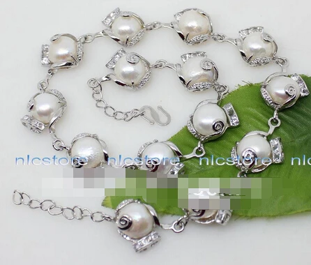 +++ 01380 White baroque pearls &amp GP chains necklace 18&quot | Украшения и аксессуары