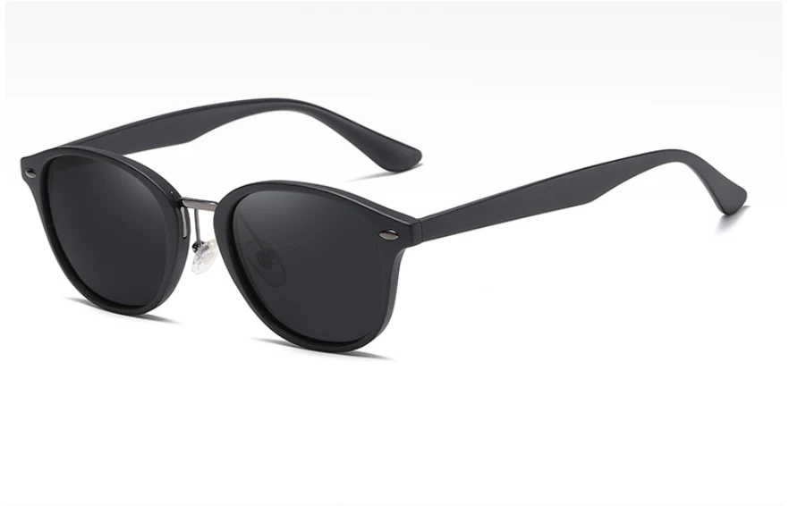 45988 поляризованные пластиковые титановые Круглые ретро солнцезащитные очки Мужские Простые Классические солнцезащитные очки для вождения UV400 - Цвет линз: C7 matte black