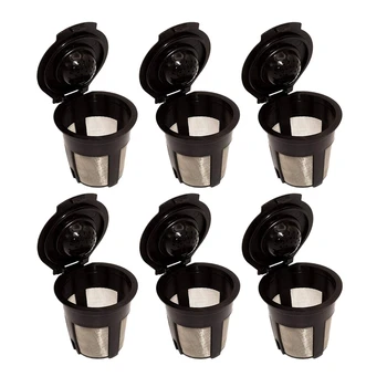 

6 x Single Reusable Refillable Coffee Pod Filters Compatible with Keurig 1.0 K Cup Coffee Makers