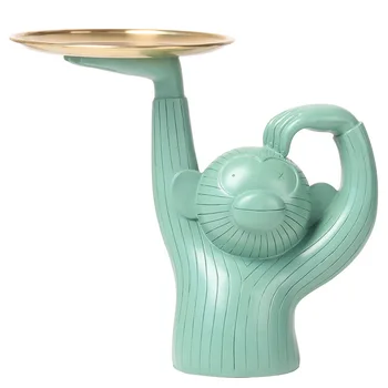 

Nordic Creative Resin Ornaments Love Monkey Fruits Tray Figurine Cute Monkey Figurine Animal Statue Home Decoration accessories