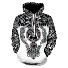 Masculino retro viking impressão hip hop jaqueta casual outono e inverno novo hoodie