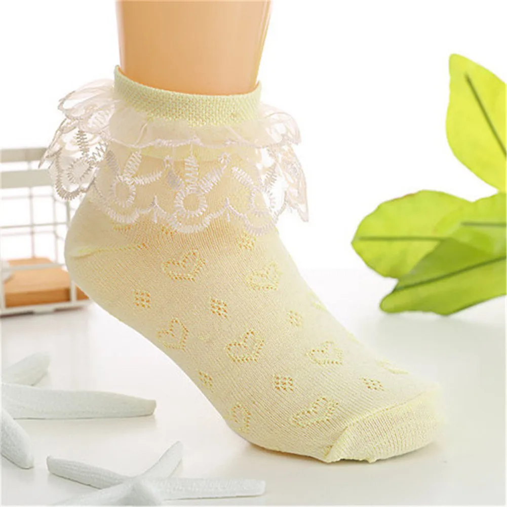 Кружевные короткие носки с оборками для маленьких девочек Нескользящие носки-пачки принцессы - Цвет: C