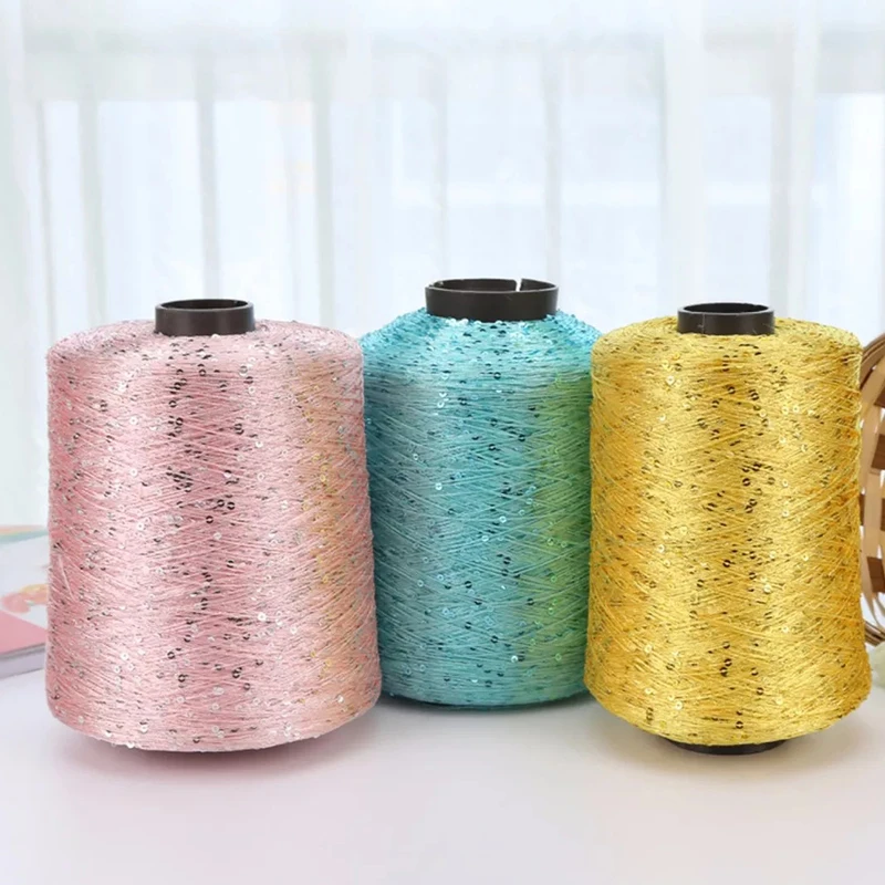100g Paillette Yarn Sequins Wool Needle Natural Beads Lace Tie a Knot