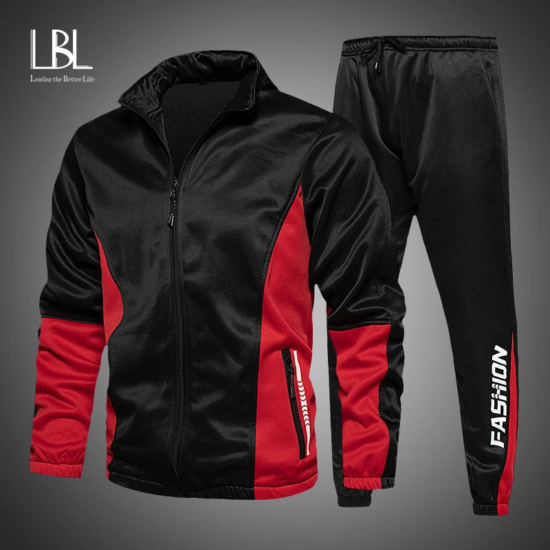 Hooded Sweatshirt Casual Tracksuit Clothing Pants Outfit Men-Sets Zipper And
