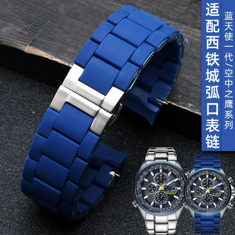 Cinturino Per Orologio In Acciaio Inossidabile Rivestito In Plastica Per Citizen Blue Angel At8020-54L Air Eagle Jy8035 Cinturino Per Orologio Imperme