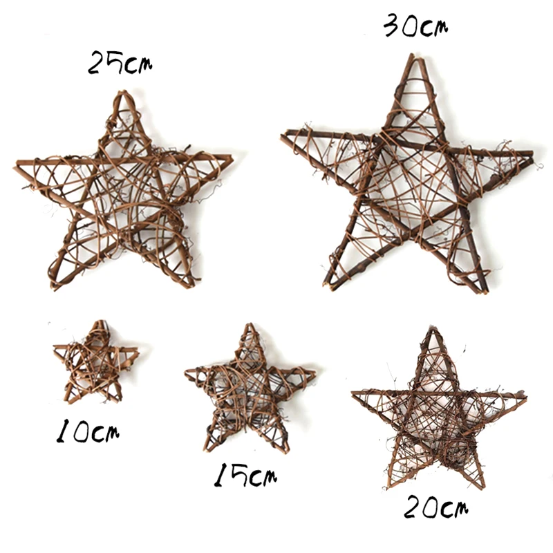 Description Picture 2 of item10/30cm Earth and Rattan Five-pointed Star DIY Rattan Ball Arrangement Decor Christmas Celebration Window Set Party Kids Gifts