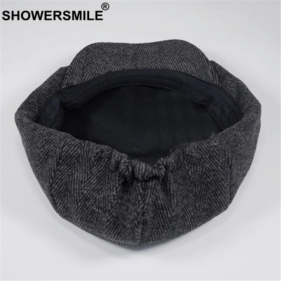 Бренд SHOWERSMILE, Шерстяная кепка Newsboy s, мужская серая кепка в елочку, плоская кепка s, женская кепка кофейного цвета в британском стиле Гэтсби, осенне-зимние шерстяные шляпы