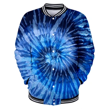 

2019 popular tie-dye Baseball uniform men spring Casual Harajuku Baseball Jackets plus size for men streetwear plus size