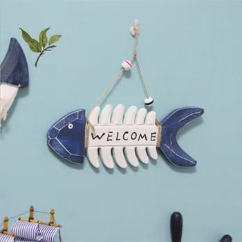 

Wooden Fish Bone WELCOME Signs Wooden Crafts Hanging Ornament Home Door Window Wall Tree Decoration Hanging Pendant Decoration