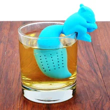 Ситечки для чая в форме белки, силиконовый ситечко для рассыпчатых чайных листьев, травяной фильтр, диффузор, коричневый прочный чайный диффузор, диффузор для специй