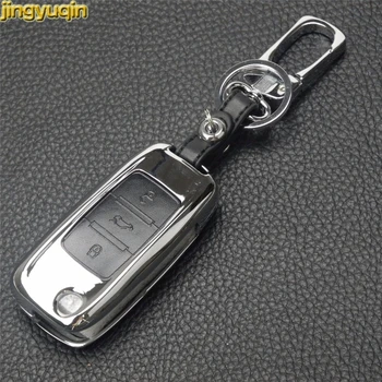 

Jingyuqin Zinc Alloy+Leather Car Key Case Cover Buckle For Skoda Octavia 1 2 3 A5 Fabia Superb Citigo Yeti For VW Jetta mk5 mk6