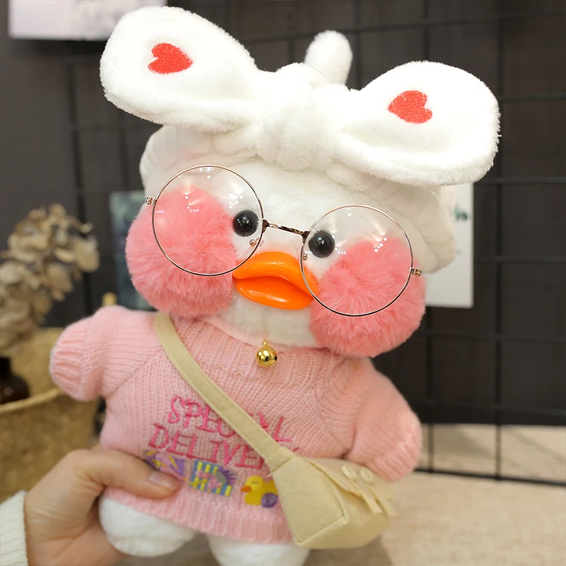 Розовая плюшевая игрушка LaLafanfan Kawaii Cafe Mimi желтая утка 30 см милая мягкая кукла