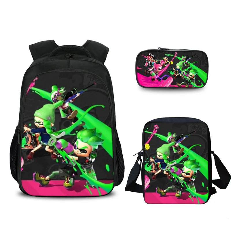 Style 3 3 шт Splatoon игра Аниме мальчики девочки школьная сумка рюкзак пенал Дети студентов Mochila обратно в школьный подарок - Цвет: Style 3