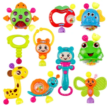 

2019 New 1 Set Newborn Baby Rattles Shaking Bell Bright Color Grab Music Toys Teether for Infant Early Education