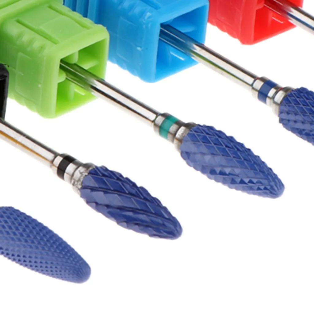 5Pcs/set Durable Ceramic Nail Grinding Drill Bits for Acrylic Gel UV Nails Removal, Safety Cuticle Dead Skin Cleanser, XF~XC