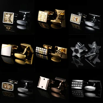 

Men's French shirts cufflinks wholesale environmental protection polishing Two color crystal pattern cufflinks