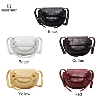 

Fashion Crocodile Leather Messenger Bag Women Girls PU Leather Shoulder Crossbody Saddle Bags Female Solid Color Elegant Purse