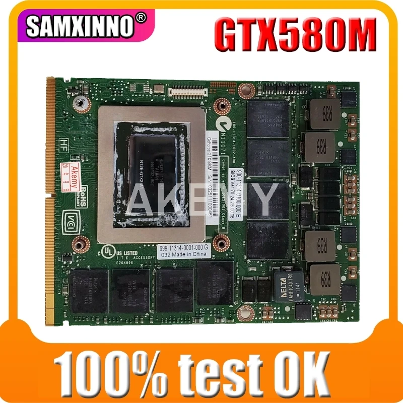 ERILLES Оригинальный GTX580M GTX 580M GDDR5 2 Гб N12E-GTX2-A1 видеокарта для Dell Alienware M17X R2 R3 R4 M18X 100%