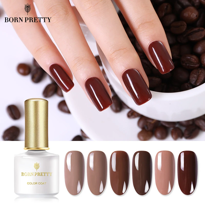  BORN PRETTY Cafe Series Pure Nail Color Nail Gel Polish 6ml Pink Caramel coffee Soak Off UV Lacquer