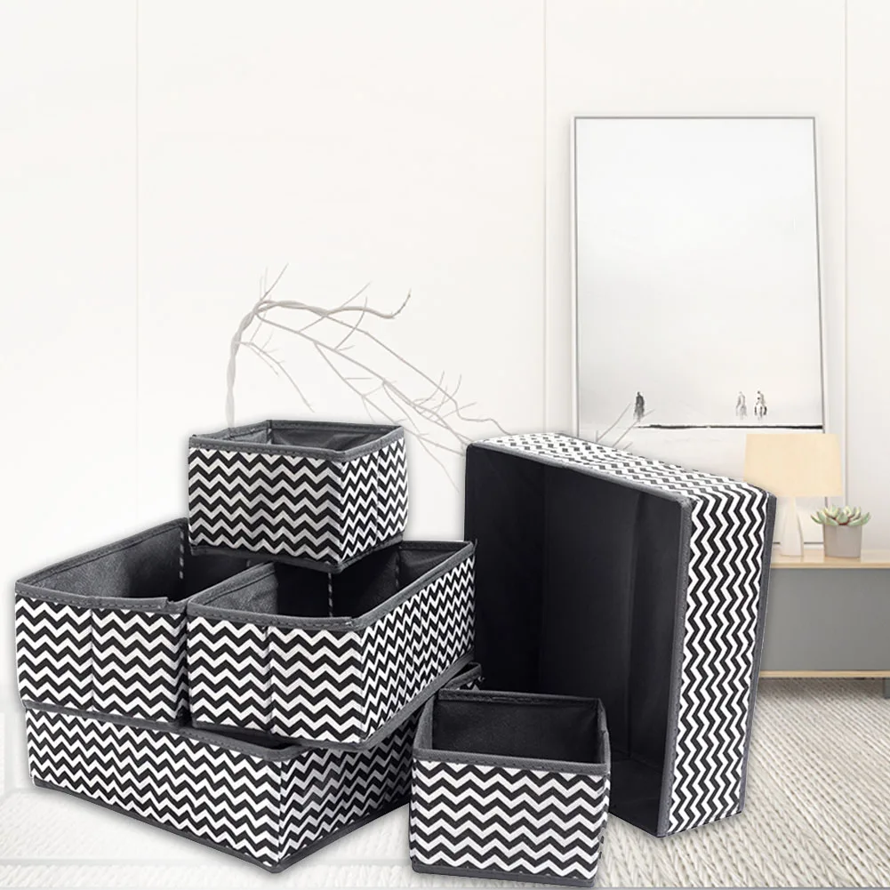 Wardrobe Home Drawer Dividers Non Woven Toys Portable Container Socks Ties Storage Case Set Classify Foldable Wave Pattern