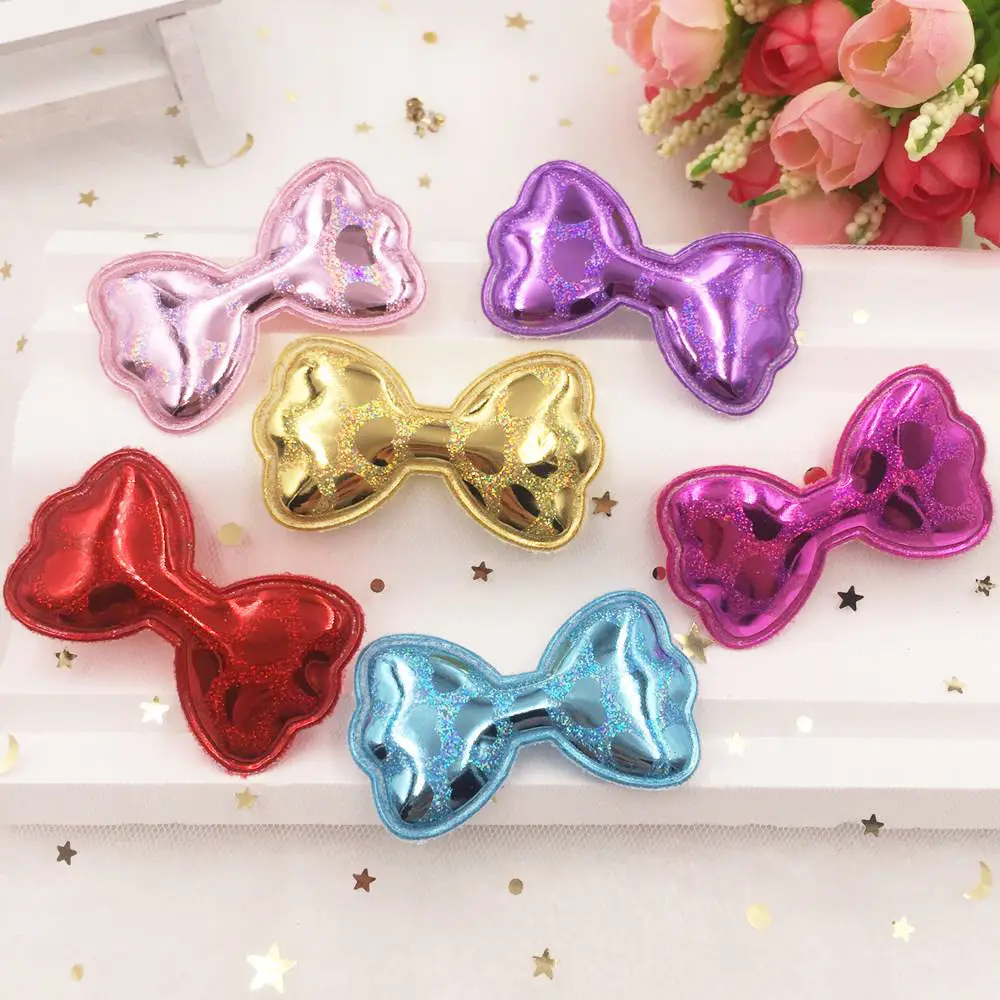 Новый 12 шт смешанный блестящий кожаный мягкий прекрасный лук-аппликация делая