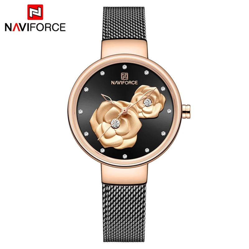 NAVIFORCE женские часы Топ люксовый бренд Дамская мода нержавеющая сталь Кварцевые часы Женские Простые повседневные деловые наручные часы - Цвет: RG B