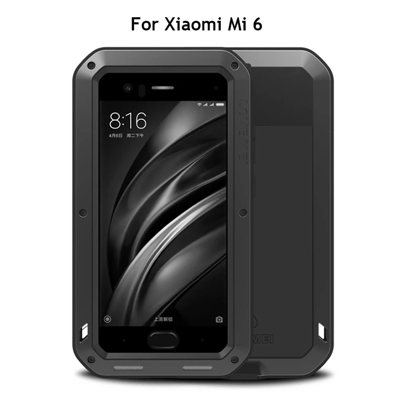 

Love Mei Brand Case For Xiaomi Mi 6 Cover For Xiaomi Mi6 (5.15 inch) Full Body Shockproof Metal Armor Phone Case With Glass