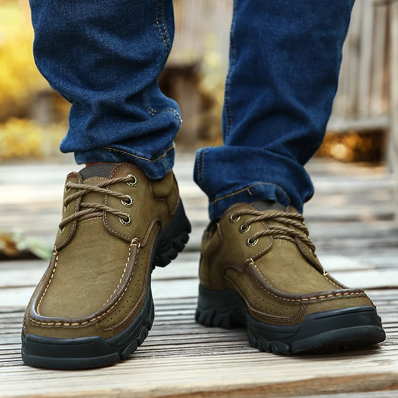 CUNGEL/Мужская обувь для пеших прогулок; удобная обувь из воловьей кожи; уличные дышащие кеды; походные ботинки; обувь для альпинизма