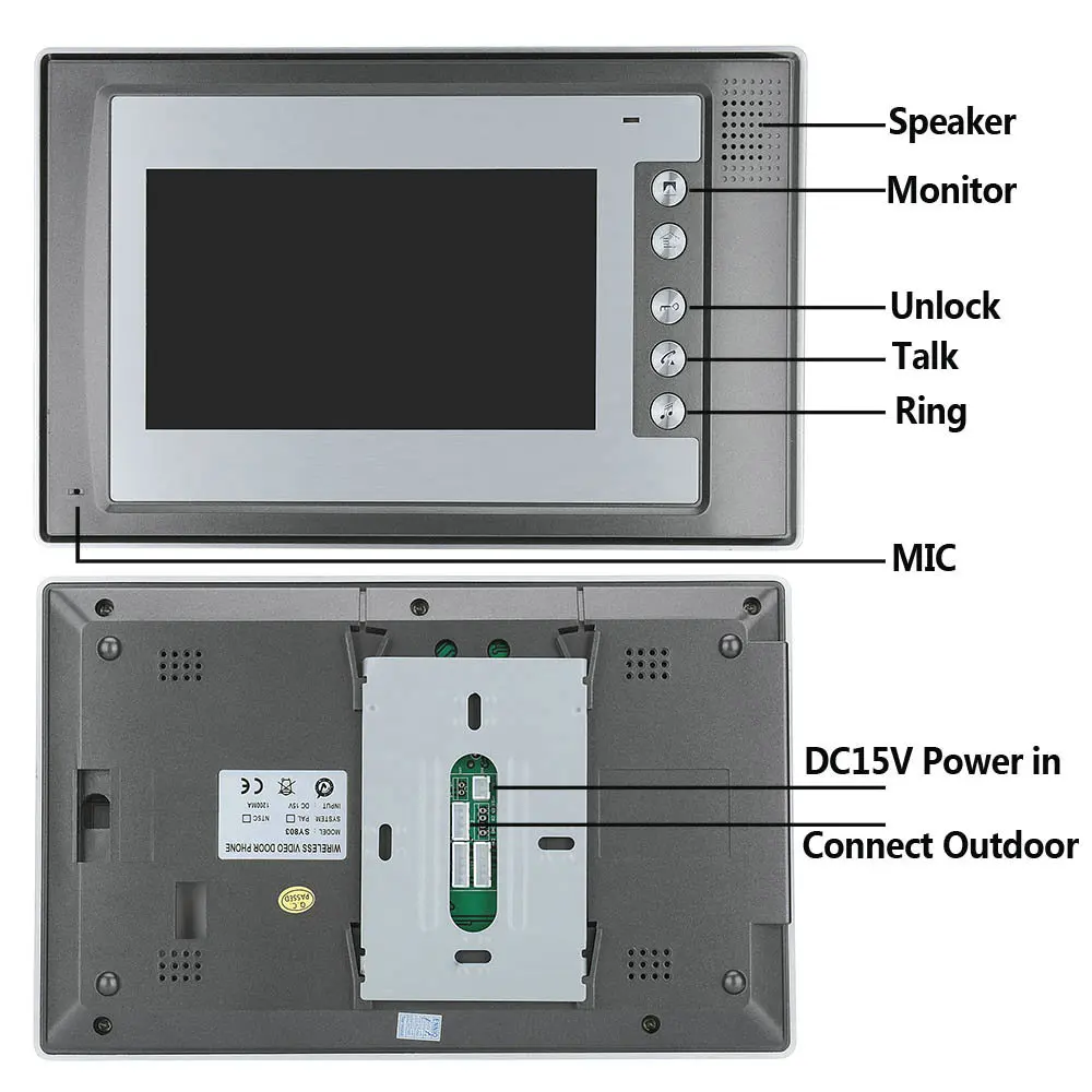 Визуальный домофон 7 ''TFT lcd проводной видео домофон система внутренний монитор 700TVL Открытый ИК камера Поддержка разблокировки