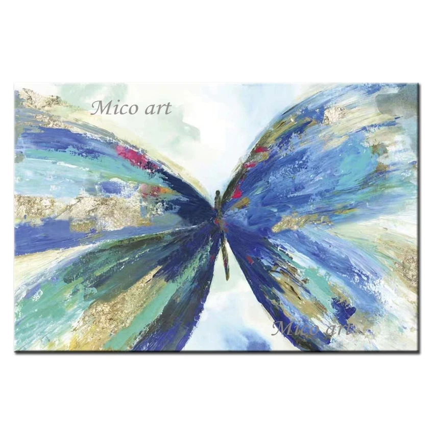 Modern Fine Art Abstract Butterfly Picture 100% Hand Painted Oil Painting Wall Canvas Hangings Artwork For Decor | Дом и сад