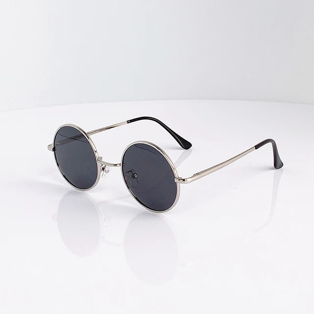 Retro Vintage Round Polarized Sunglasses Men Brand Designer Sun Glasses Women Alloy Metal Frame Black Lens Eyewear Driving UV400 C3 Silver Gray
