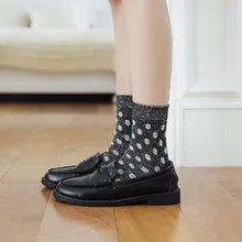 Jeseca/осенне-зимние теплые носки в горошек в Корейском стиле; милые женские носки в японском стиле; Милые винтажные уличные носки в стиле Харадзюку для девочек