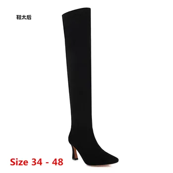 

Spring Autumn High Heel Over the Knee Boots Women Martens Long Boots High Heels Woman Shoes Botas Muje Small Big Size 34 - 48
