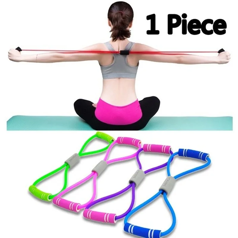 

1 Piece Yoga Gym Fitness Resistance 8 Word Chest Expander Rope Workout Muscle Fitness Rubber Elastic Bands for Sports Exercise
