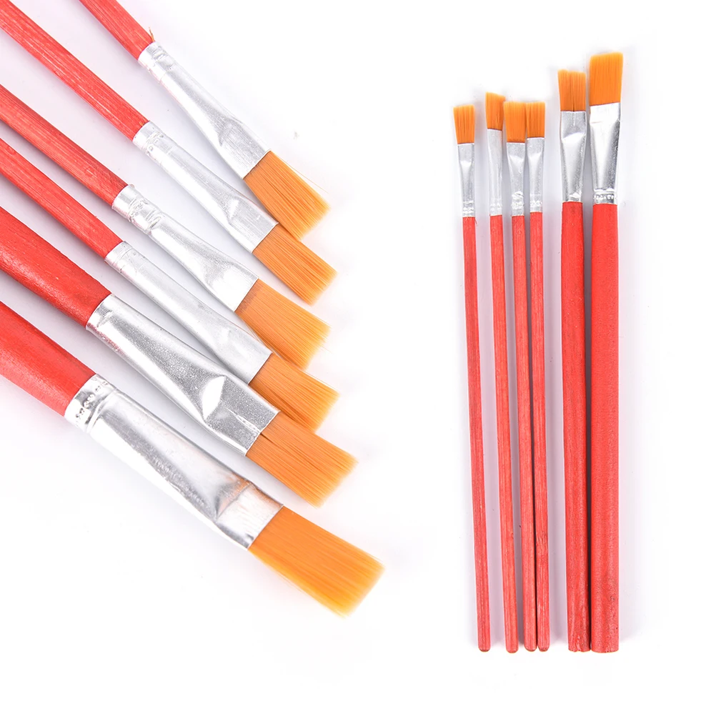 6Pcs/Set Nylon Hair Acrylics Art Paint Brush Set Gouache Watercolor Oil Painting Brush Set Different Size Brushes