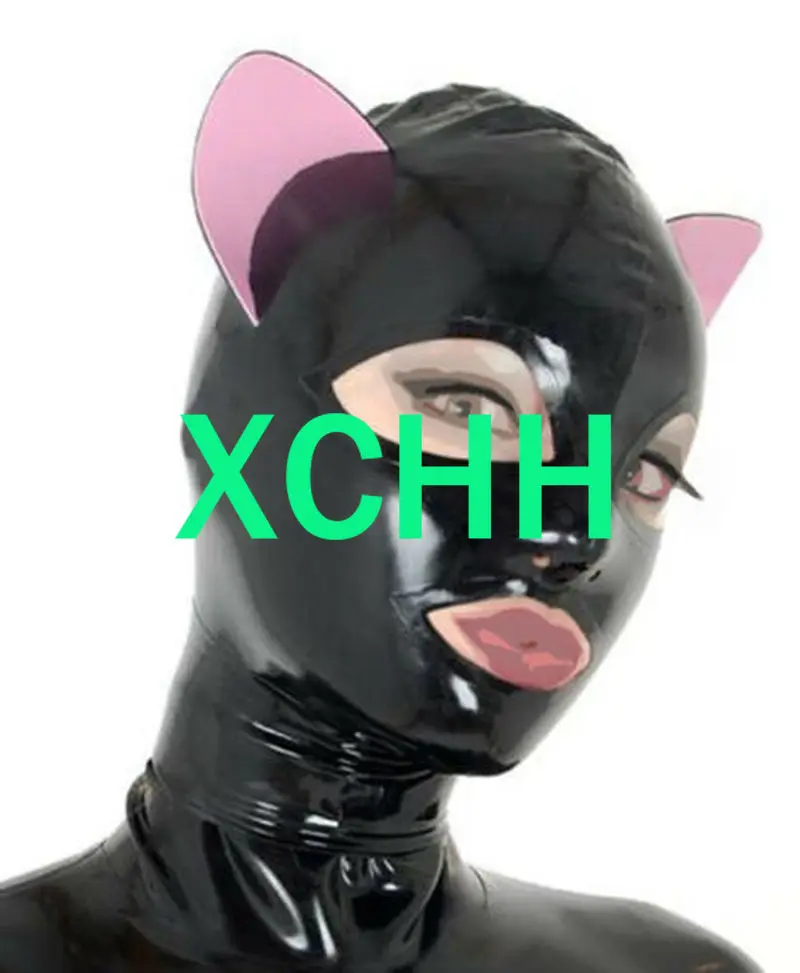 

Natural Latex mask hood cosplay costumes fetish cosplay mask Back Zipper Club Wear anime cosplay costumes