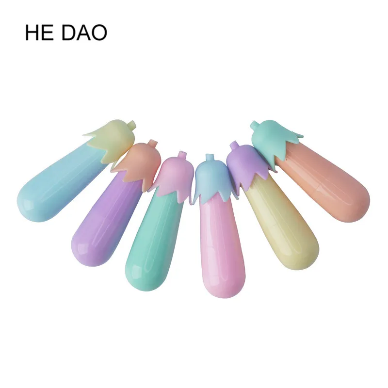 6 Pcs/lot Highlighter Mushroom And Eggplant Highlight Marker Color Pens Stationery Office School Supplies