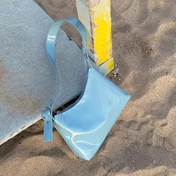 

2020 new trend new color patent leather underarm bag American celebrities shoulder bag INS web celebrity same style bright