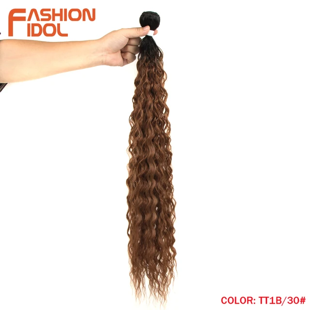 FASHION IDOL Loose Deep Wave Hair Bundles Extensions Ombre Hair Bundles 28-32Inch 120g Super Long Hair Synthetic Curly Wave Hair TT1B-30