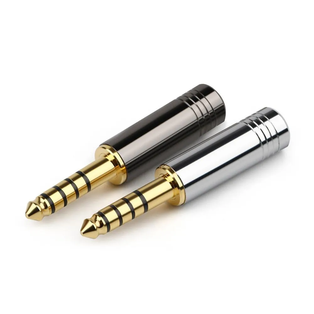 5pcs Earphone Jack 4 4mm 5 Pole Balanced Plug Gold Plated Copper Audio Connector Bright Shell Metal Hifi Headphone Wire Adapters