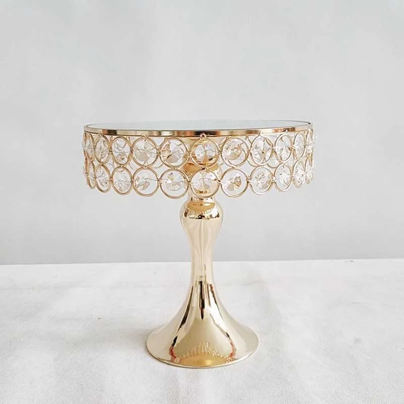 1pcs gold plating Cake Stand Set Crystal Metal mirror Cupcake stand decorations Dessert Pedestal Party Display cake tray