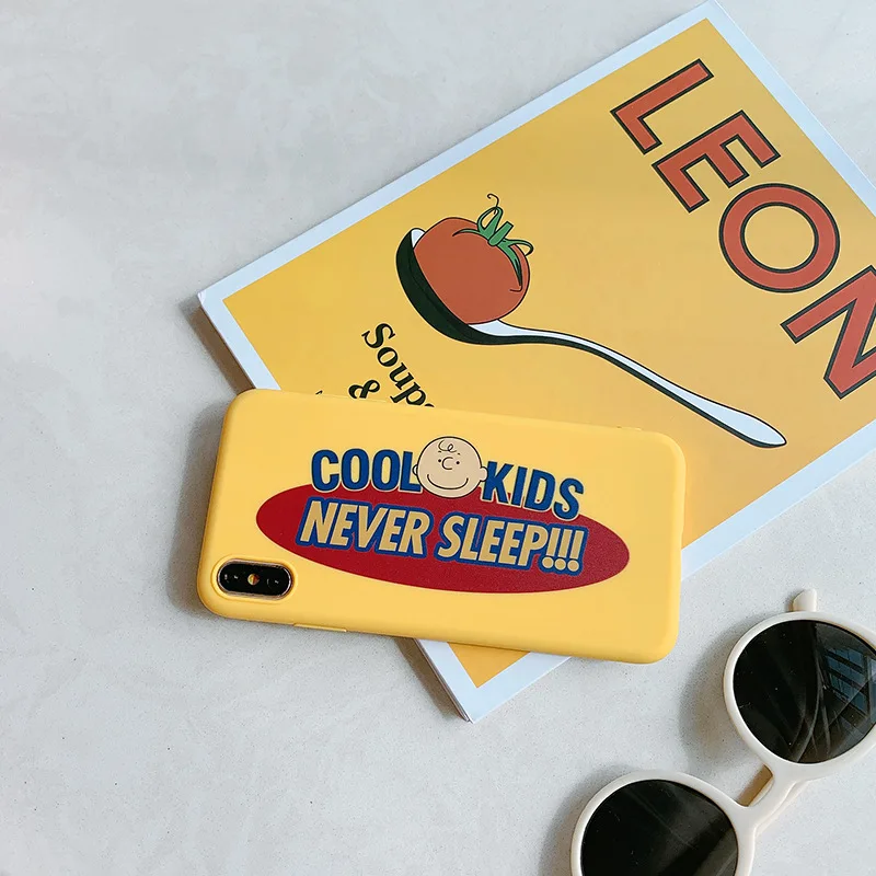 Japanese Cartoon Charlie Brown Retro letters cute Phone case silicone cover for coque iPhone 7 7 Plus 8 6s Plus X XR xs max case