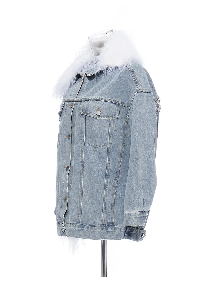 SuperAen Europe Thick Denim Jacket Women Cotton Wild Winter New Ladies Jackets Solid Color Single Breasted Women Clothing