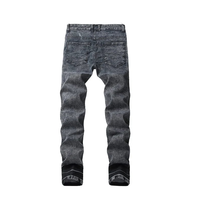 Jeans Men New Men's Embroidered Holes Stretch Jeans Men's Mid-rise Straight Black Pants More Sizes 28-40 42
