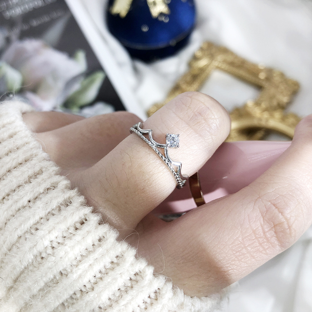 Diamond Rings For Women Zircon Charms Bridal White Gold Engagement Promise Ring Trendy Korean Marriage Jewelry Wholesale