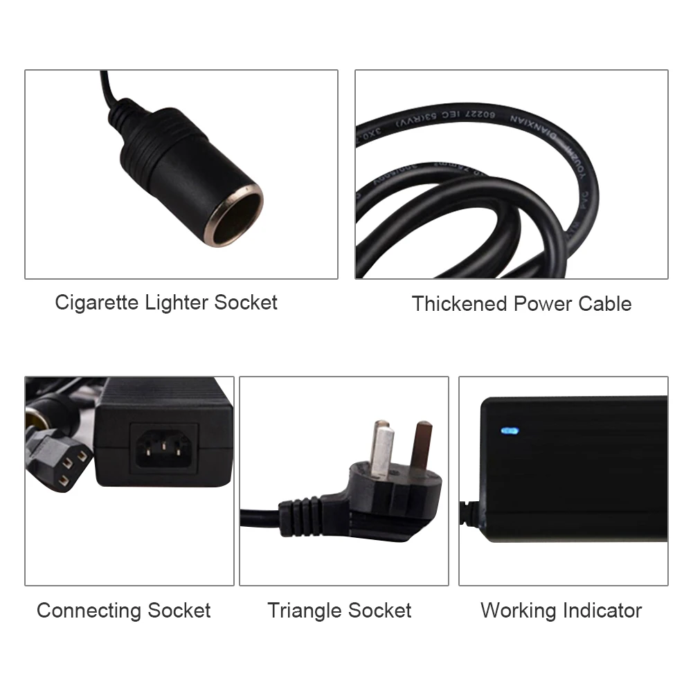 Car Home Power Converter 220V Input 12V Output Car Cigarette Lighter Socket Vacuum Cleaner Refrigerator Adapter