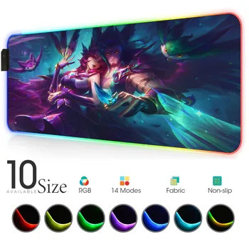 

Star Guardian Xayah League of Legends Gaming Mouse Pad Led Deco Gaming Lights Slipmat Rgb Rug Play Mat with Backlight Pc Gamer