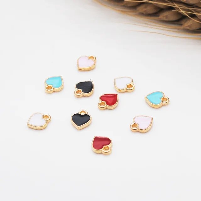 10pcs/lot Black White Pink Red Enamel Charms Heart Charms Pendant for DIY Jewelry Making Heart Charm Bulk Sale 7*8mm mixed random 7x8mm